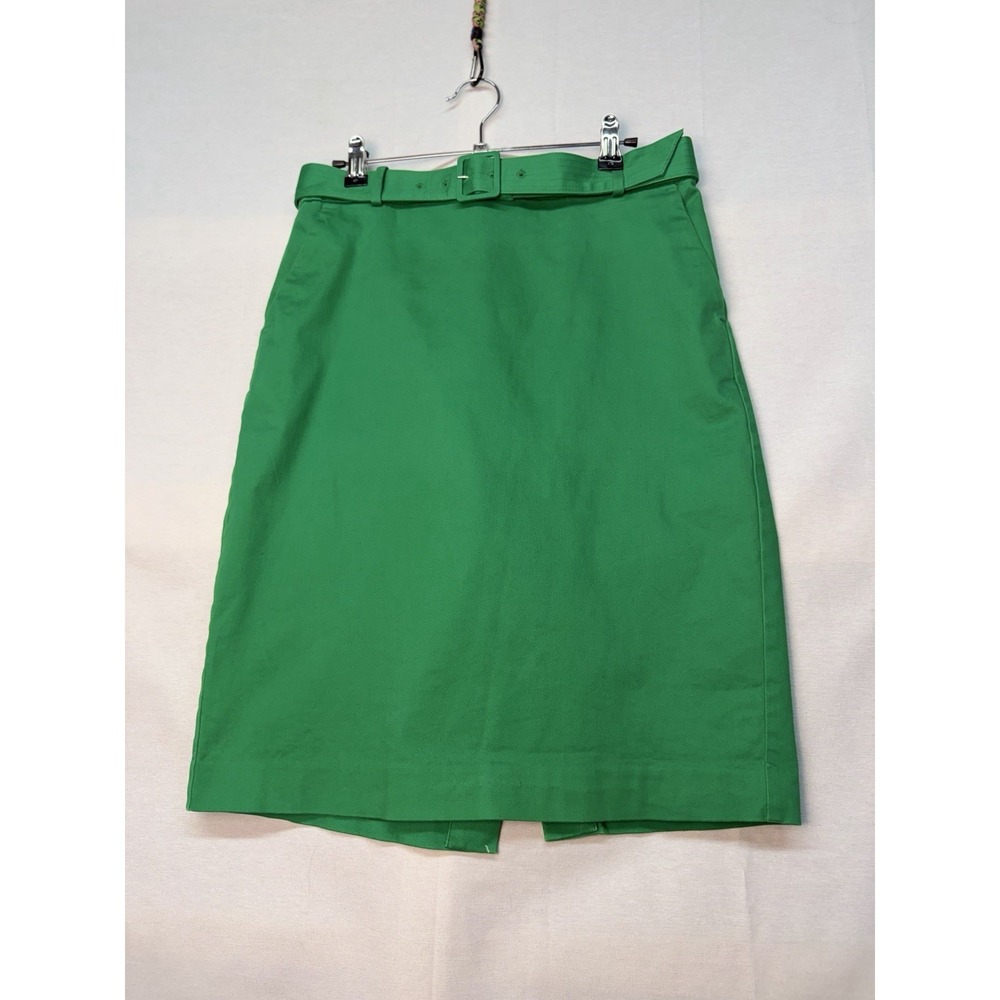 J.Crew Sateen Belted Pencil Skirt‎ In Kelly Green Size 6